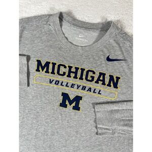 Nike Michigan Wolverines Volleyball Gray L/S Spell Out T Shirt Women's XL